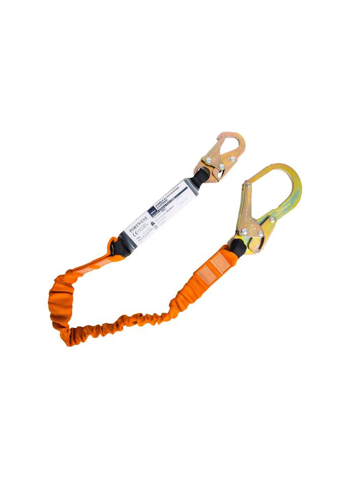 Single 140kg 1.8m Lanyard with Shock Absorber, , R, Black/Orange