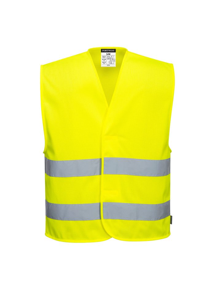 Hi-Vis Mesh Two Band Vest, 4X/5X, R, Yellow