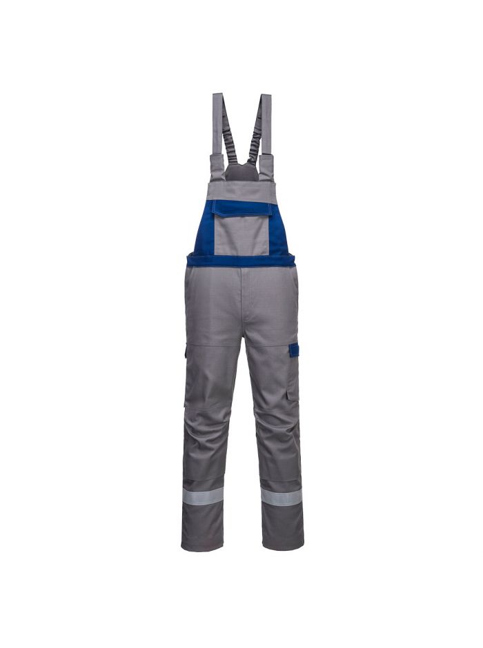 Bizflame Industry Two Tone Bib and Brace, L, R, Grey