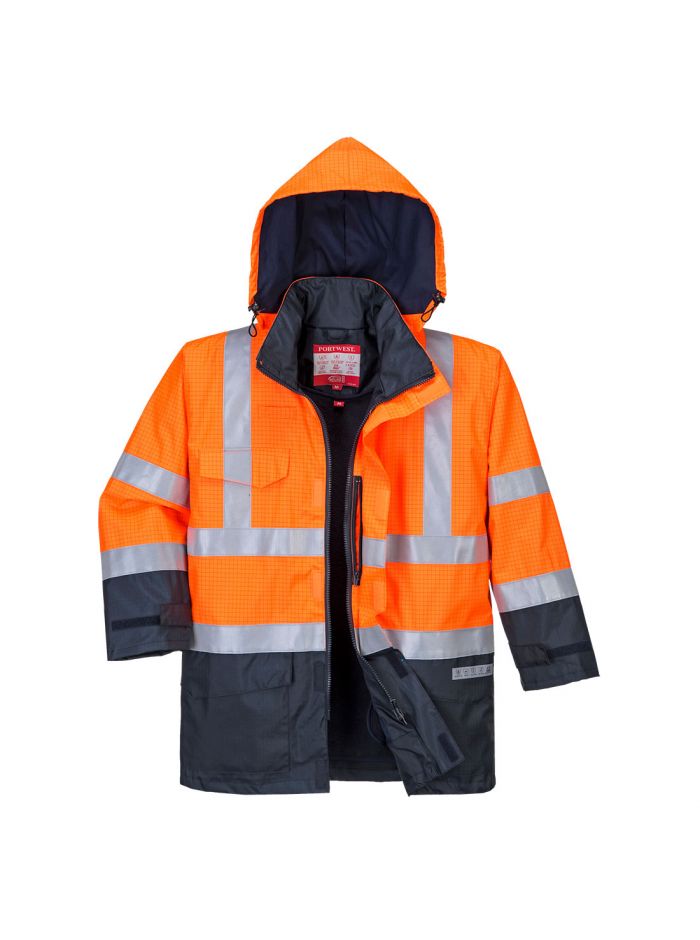 Bizflame Rain Hi-Vis Multi-Protection Jacket, L, R, Orange/Navy