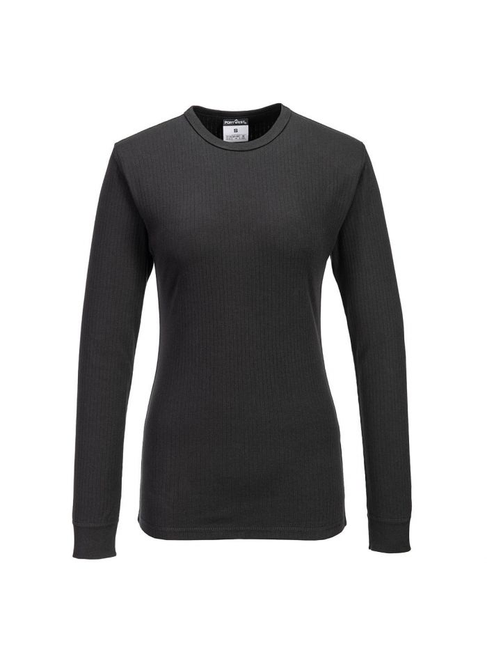 Women's Thermal T-Shirt Long Sleeve, L, R, Black