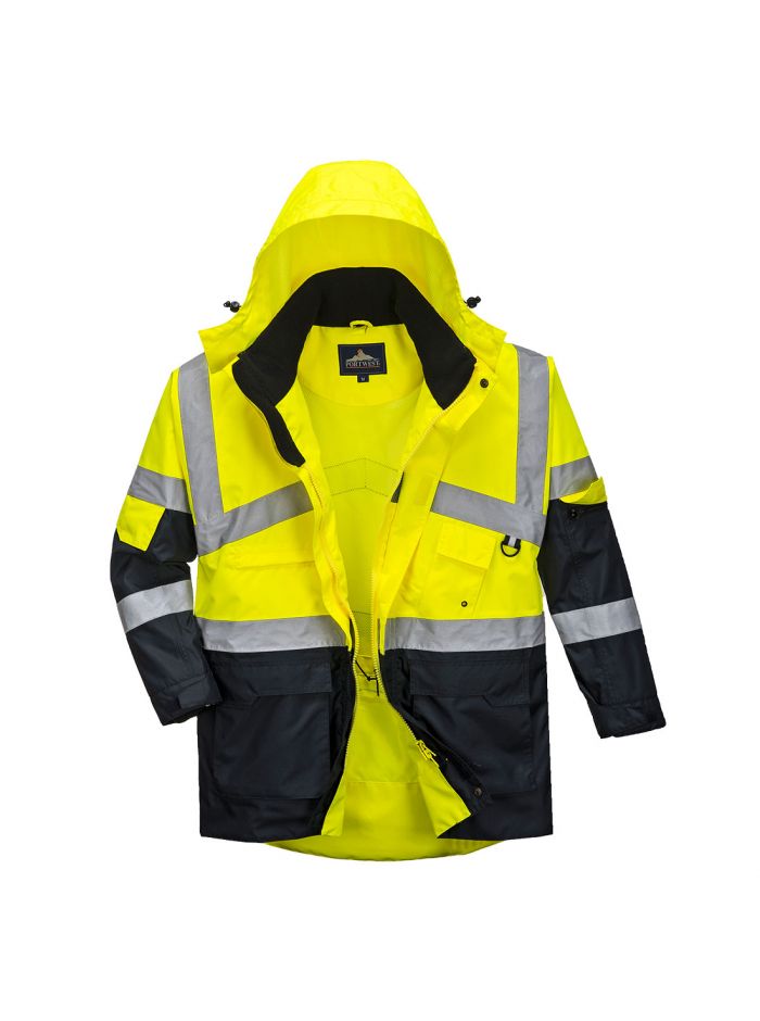 Hi-Vis Breathable Contrast Rain Jacket, 4XL, R, Yellow/Navy