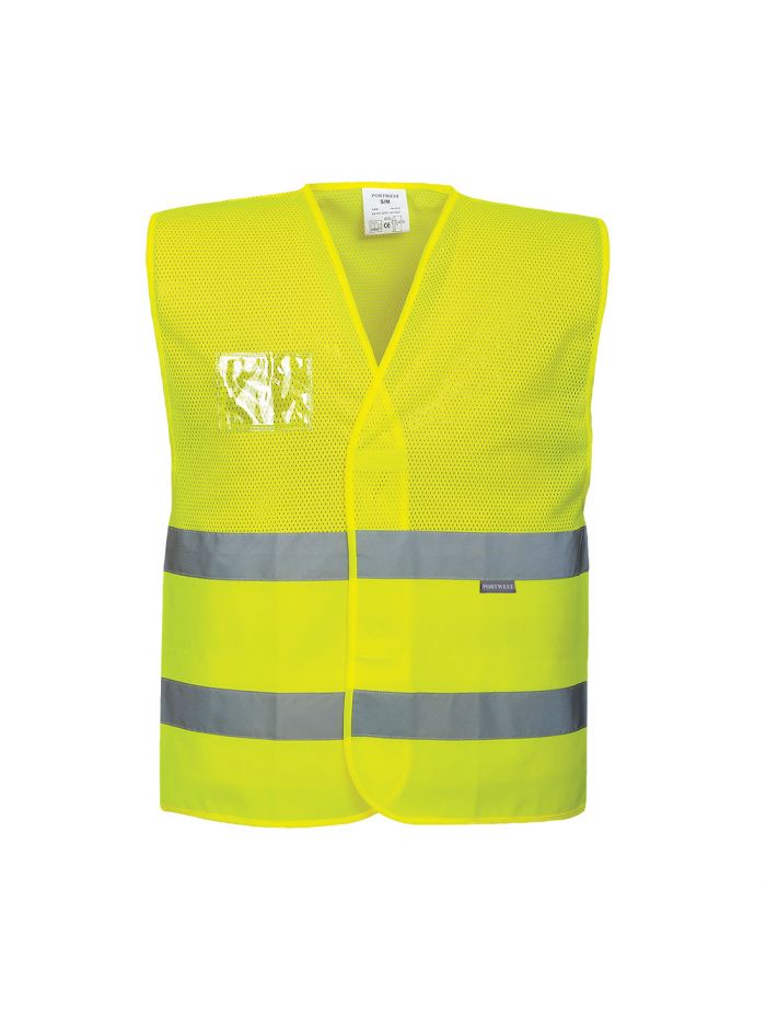 Hi-Vis Half Mesh Two Band Vest , 4X/5X, R, Yellow