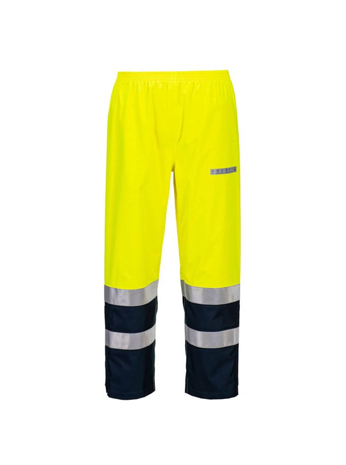 Bizflame Rain+ Hi-Vis Light Arc Trousers, L, R, Yellow/Navy