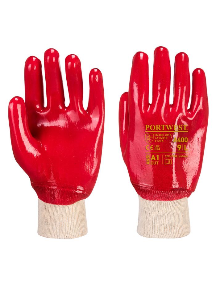 PVC Knitwrist, L, R, Red