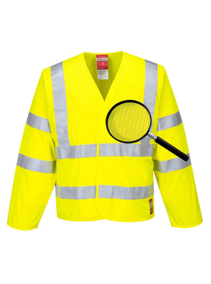 Hi-Vis Anti Static Jacket - Flame Resistant, L/XL, R, Yellow