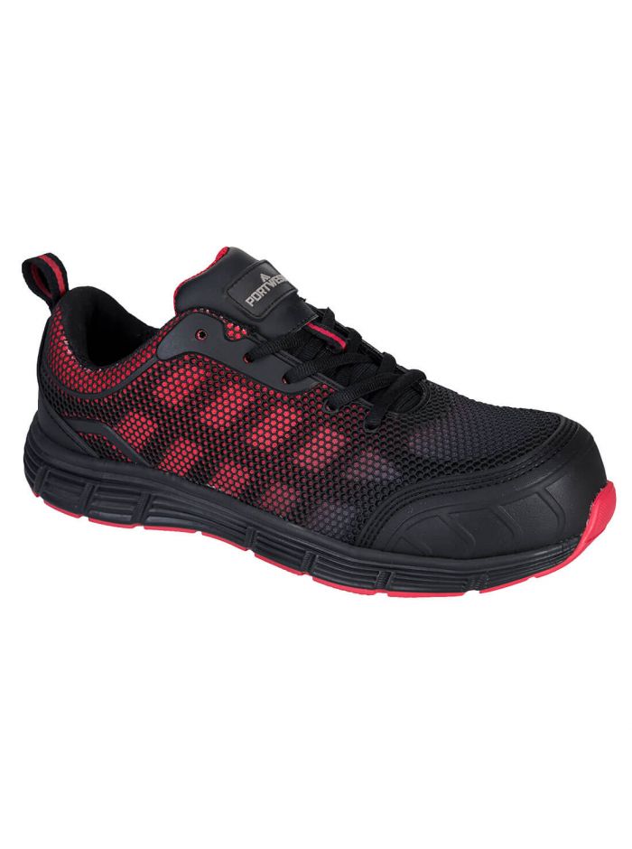 Portwest Compositelite Ogwen Low Cut Trainer S1P, 36, D, Black/Red
