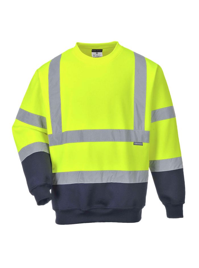 Hi-Vis Contrast Sweatshirt, 4XL, R, Yellow/Navy