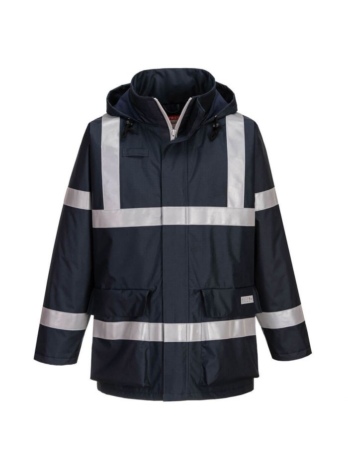 Bizflame Rain Anti-Static FR Jacket, L, R, Navy