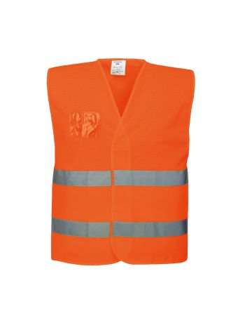 Hi-Vis Half Mesh Two Band Vest , 4X/5X, R, Orange