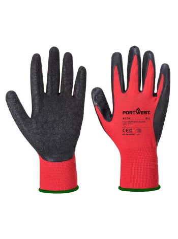 Flex Grip Latex Glove, L, R, Red/Black