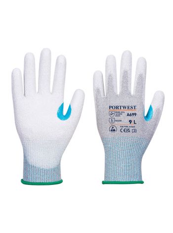 MR13 ESD PU Palm Glove (Pk12), L, R, Grey/White