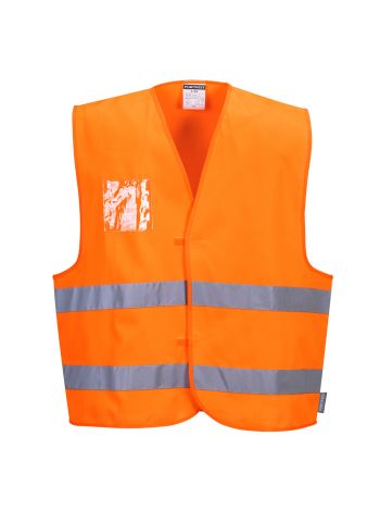 Hi-Vis Two Band Dual ID Holder Vest , S/M, R, Orange