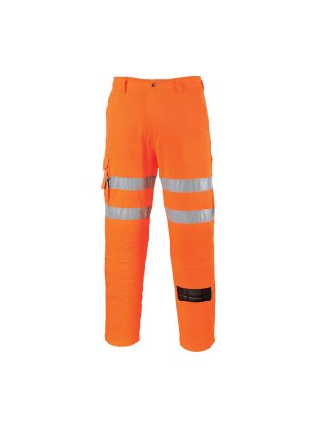 Hi-Vis Rail Work Trousers, 4XL, R, Orange