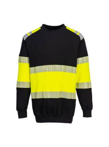 PW3 Flame Resistant Class 1 Sweatshirt , L, R, Yellow/Black