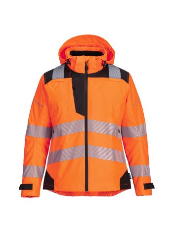 PW3 Hi-Vis Women's Rain Jacket, L, R, Orange/Black