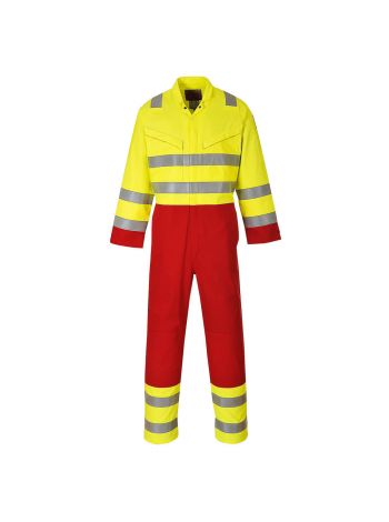 Bizflame Work Hi-Vis Coverall, L, R, Yellow