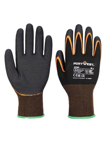 Grip 15 Nitrile Double Palm Glove, L, R, Black/Orange