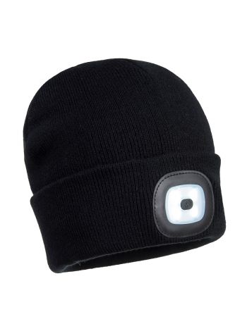 Rechargeable Twin LED Beanie, , R, Black