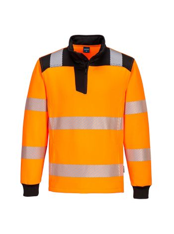 PW3 Hi-Vis 1/4 Zip Sweatshirt, 4XL, R, Orange/Black