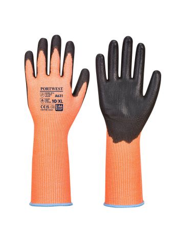 Vis-Tex Cut Glove Long Cuff, L, R, Orange/Black