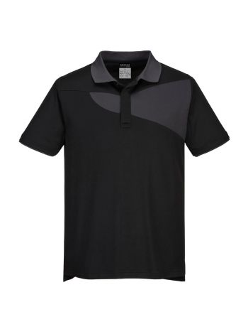 PW2 Cotton Comfort Polo Shirt S/S, L, R, Black/Zoom Grey