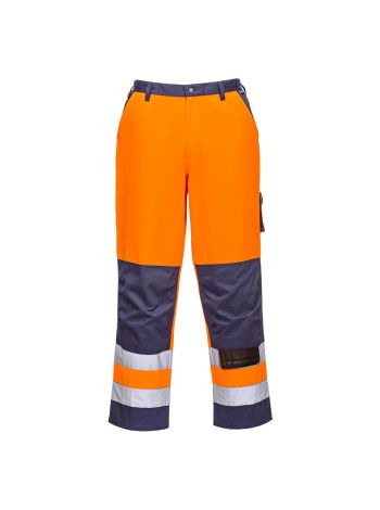 Lyon Hi-Vis Contrast Work Trousers, 4XL, R, Orange/Navy