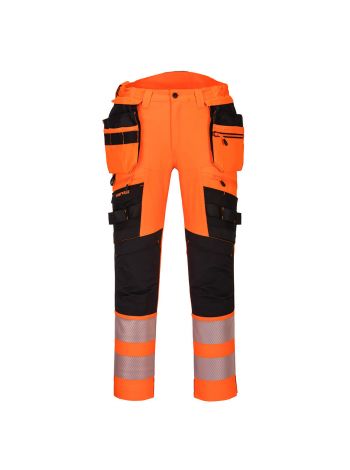 DX4 Hi-Vis Detachable Holster Pocket Trousers, 28, R, Orange/Black