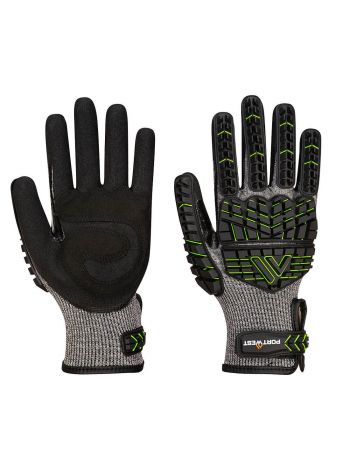 VHR15 Nitrile Foam Impact Glove, L, R, Black/Green
