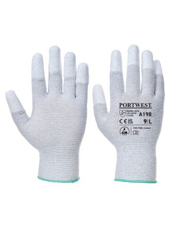 Antistatic PU Fingertip Glove, L, R, Grey