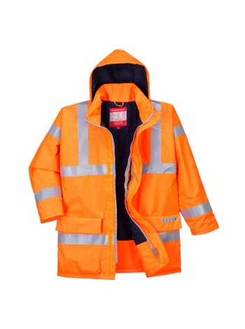 Bizflame Rain Hi-Vis Antistatic FR Jacket, 4XL, R, Orange