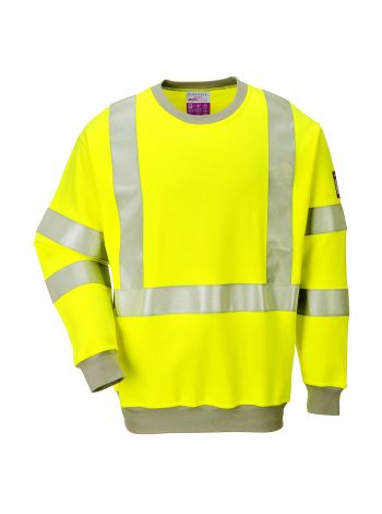Flame Resistant Anti-Static Hi-Vis Sweatshirt, L, R, Yellow