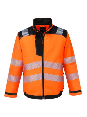 PW3 Hi-Vis Work Jacket, L, R, Orange/Black