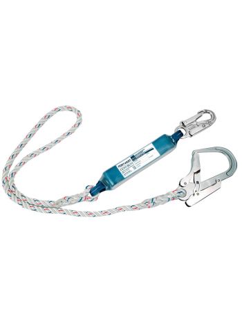 Single 1.8m Lanyard With Shock Absorber, , R, White
