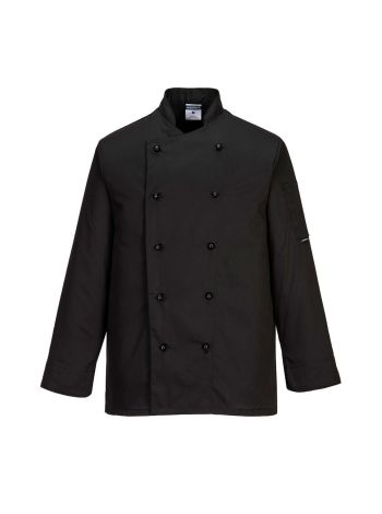 Somerset Chefs Jacket L/S, L, R, Black