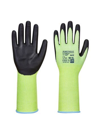 Green Cut Glove Long Cuff, L, R, Green/Black
