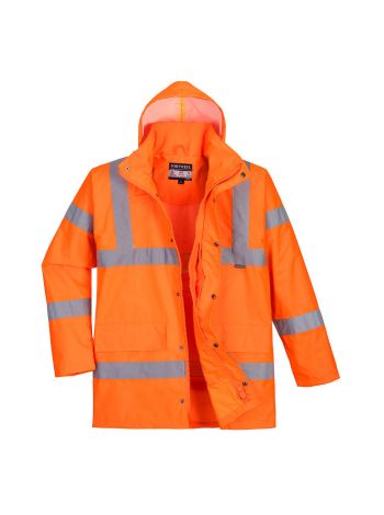 Hi-Vis Breathable Rain Traffic Jacket, L, R, Orange