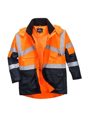 Hi-Vis Breathable Contrast Rain Jacket, XL, R, Orange/Navy
