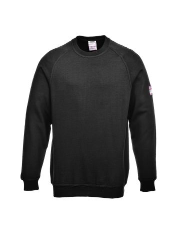 Flame Resistant Anti-Static Long Sleeve Sweatshirt, M, R, Black