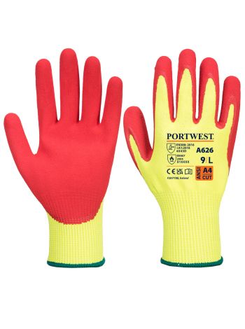 Vis-Tex HR Cut Glove - Nitrile, L, R, Yellow/Red