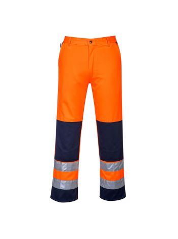 Seville Hi-Vis Contrast Work Trousers, L, R, Orange/Navy