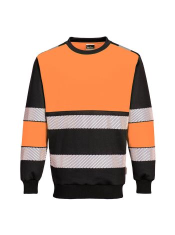 PW3 Hi-Vis Class 1 Sweatshirt, 4XL, R, Orange/Black