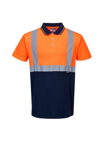 Hi-Vis Contrast Polo Shirt S/S , 4XL, R, Orange/Navy