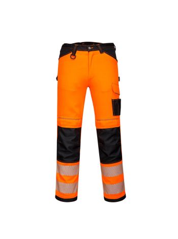 PW3 Hi-Vis Lightweight Stretch Work Trousers, 28, R, Orange/Black
