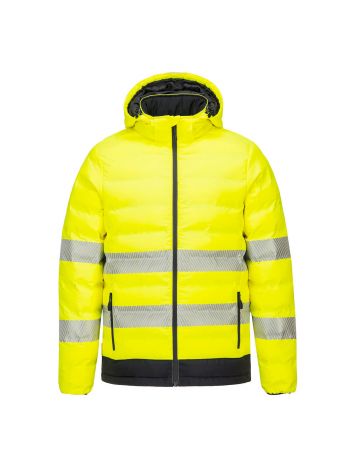 Hi-Vis Ultrasonic Heated Tunnel Jacket, L, R, Yellow/Black