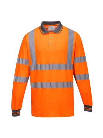 Hi-Vis Cotton Comfort Polo Shirt L/S , L, R, Orange