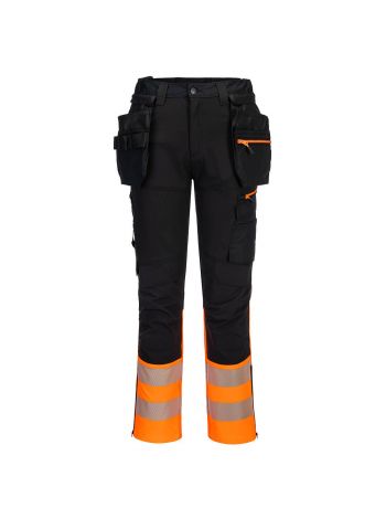 DX4 Hi-Vis Class 1 Craft Trousers, 28, R, Orange/Black