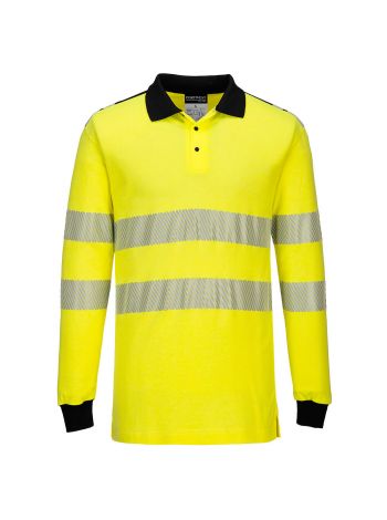 PW3 Flame Resistant Hi-Vis Polo Shirt, L, R, Yellow/Black