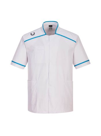 Men's Medical Tunic, L, R, White/Aqua