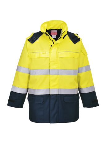 Bizflame Rain+ Hi-Vis Arc Jacket, L, R, Yellow/Navy